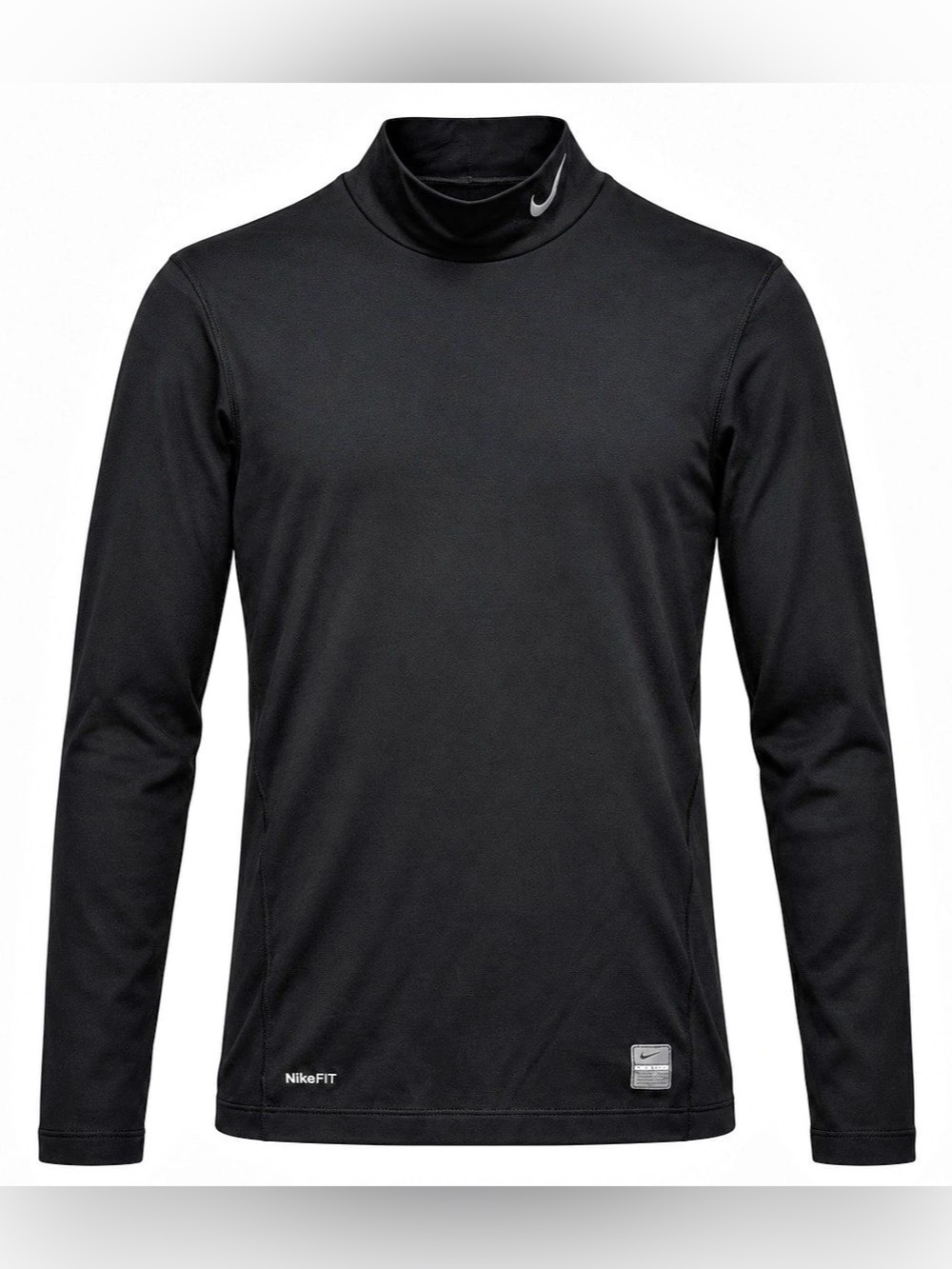 Nike Pro Compression Shirt Mens Small Black Mock Neck Long Sleeve NikeFIT